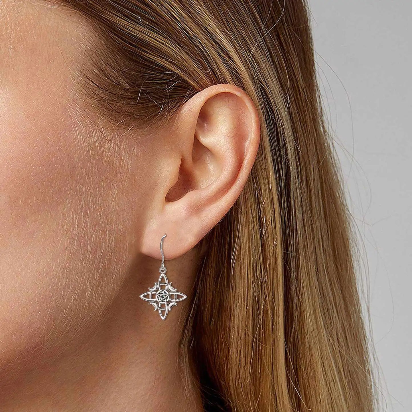 925 Sterling Silver Witch Knot Drop Earrings for Women Irish Celtic Knot Jewelry