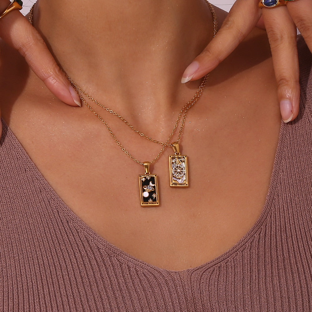 18k Gold Plated Dainty Tarot Card Necklace | Silver / Gold Jewelry