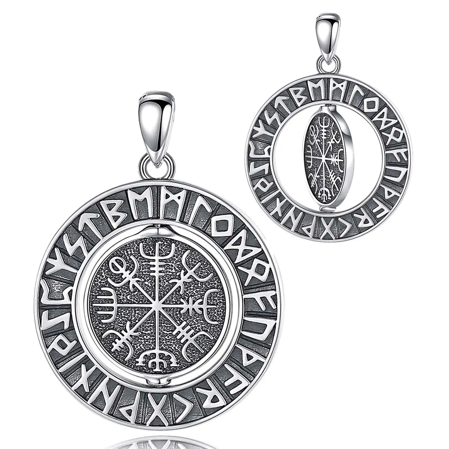 925 Sterling Silver Viking Runes Pendant for Women and Man, Norse Viking Amulet Necklace