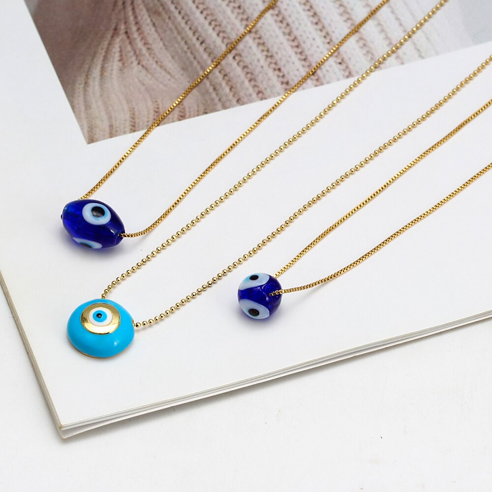 Lucky Evil Eye Colorful Drip Drop Pendant Necklace | Hamsa