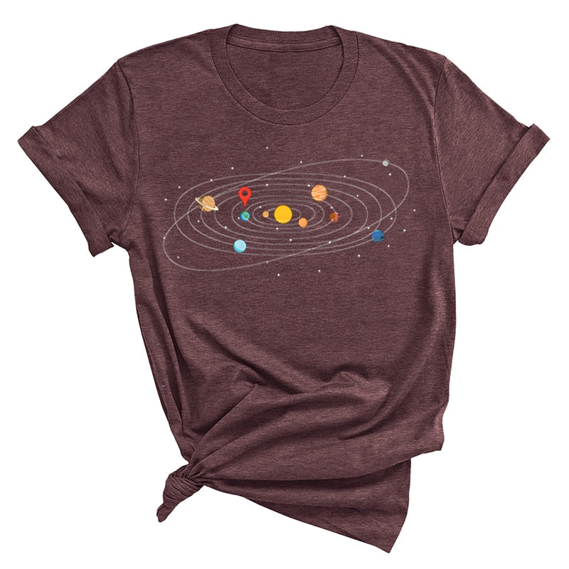 Women's Solar System 'You Are Here' Colorful T-Shirts | Astrology Apparel