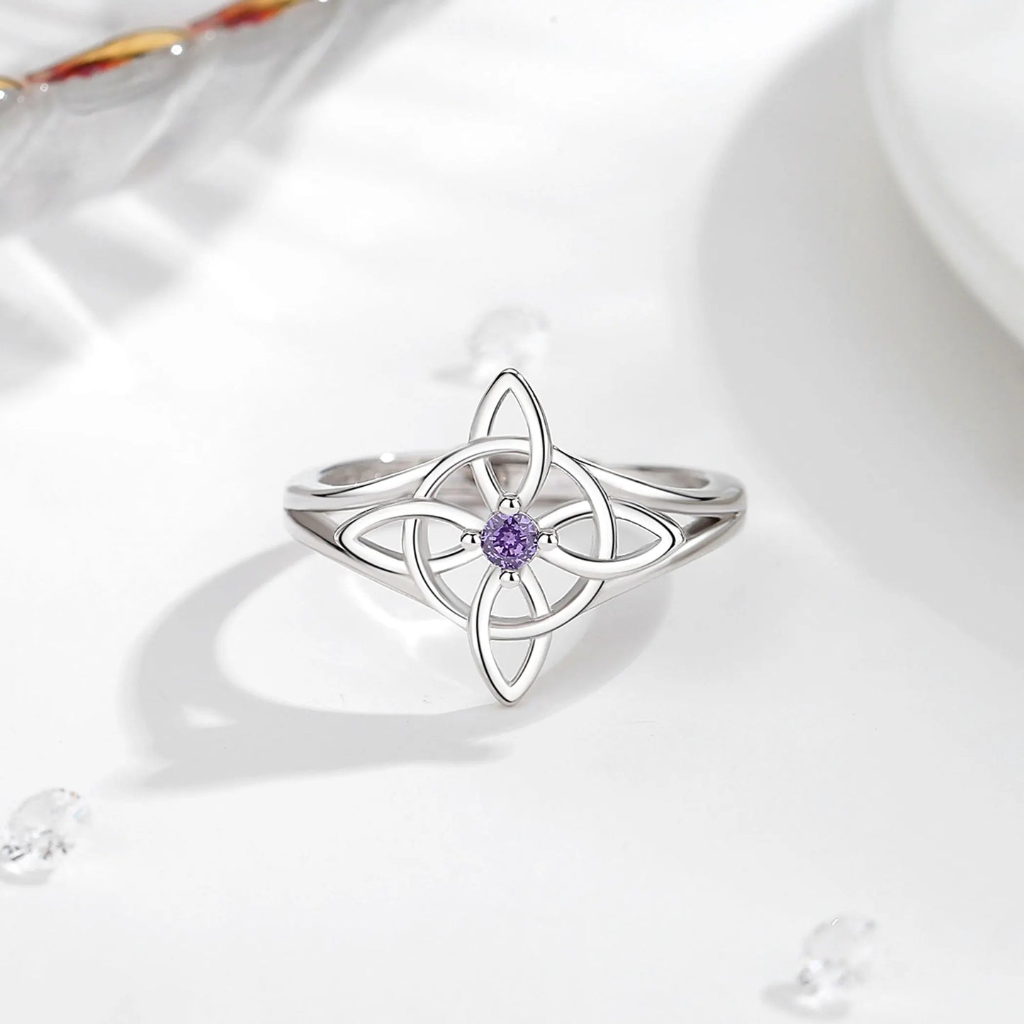 925 Sterling Silver Witch Knot Adjustable Ring for Women, Celtic Knot