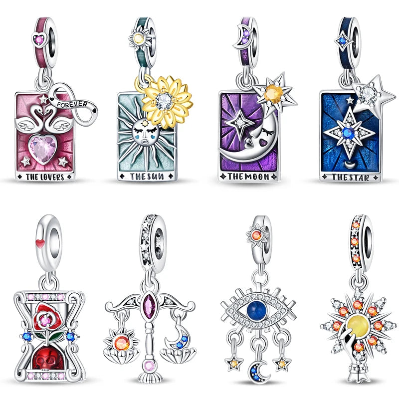 925 Sterling Silver Tarot Collection Pendant, DIY Hourglass Bracelet Charms