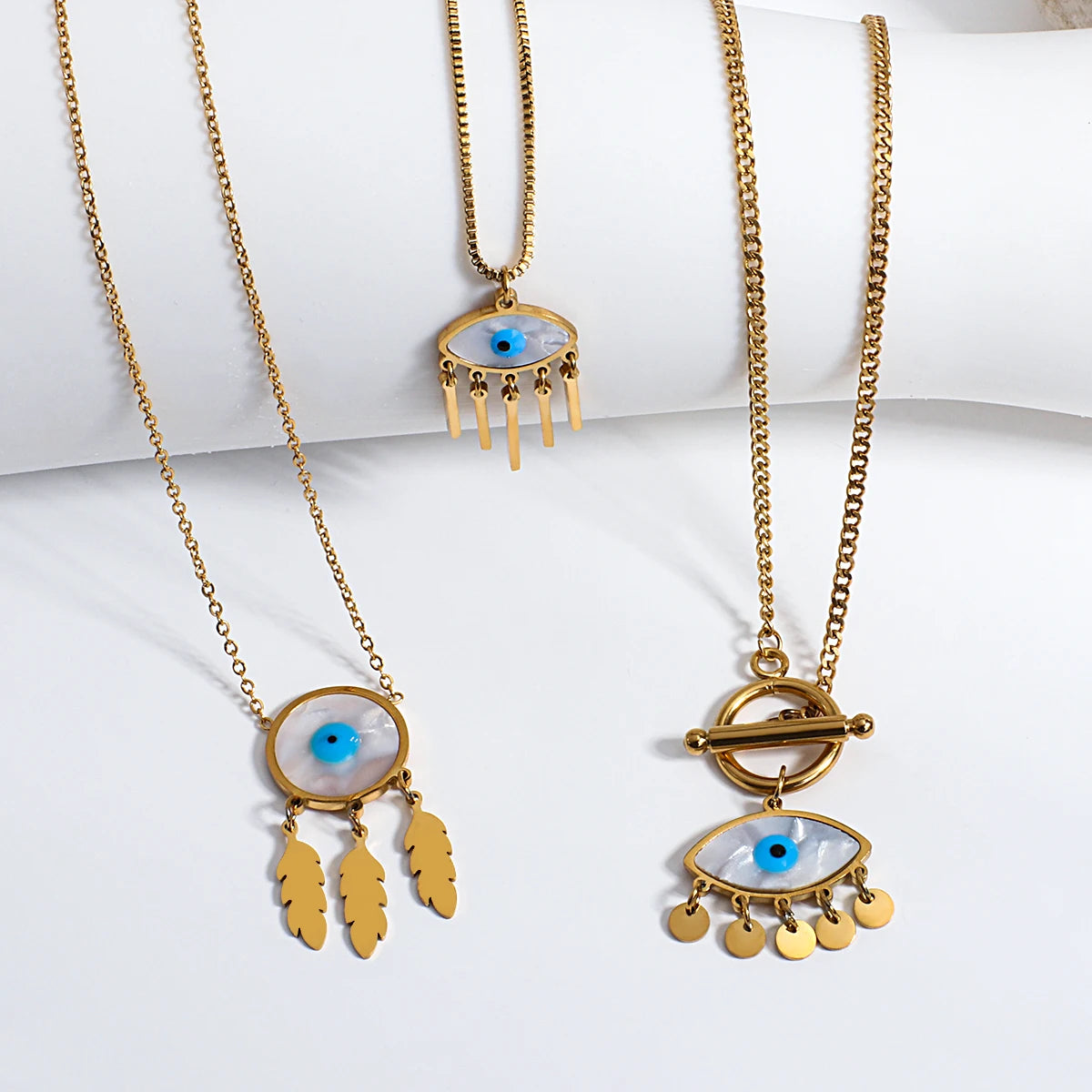 Turkish Evil Eye Stainless Steel Statement Necklace