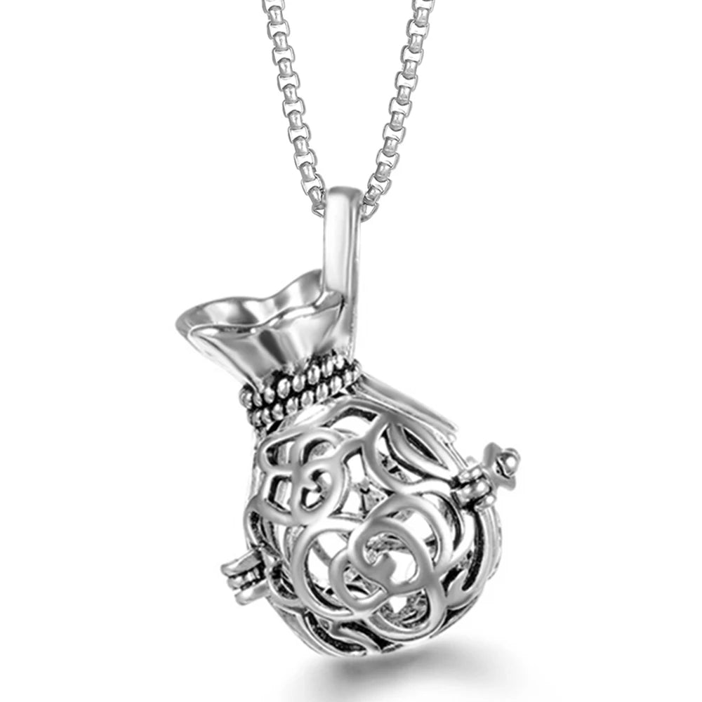 Steel Aromatherapy Ball Necklace, Aesthetic Spiritual Jewelry