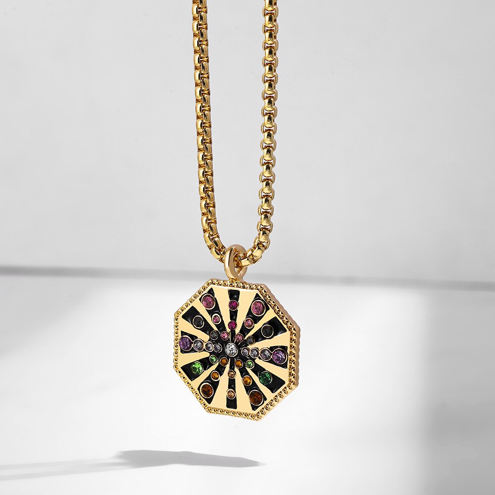 Dainty Evil Eye Hasma Necklace and Colorful Pendant | Zodiac, Horoscope Theme