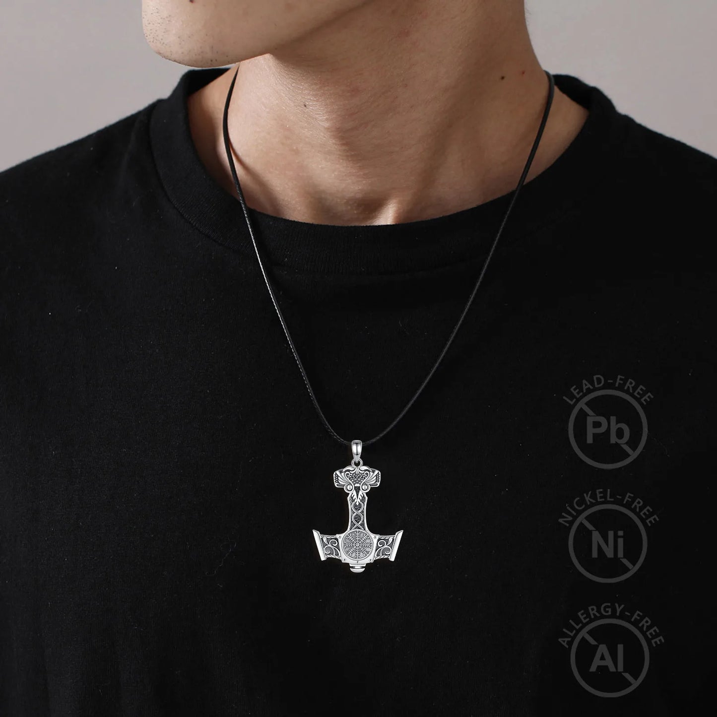 925 Sterling Silver Norse Viking Thor's Hammer Necklace and Pendant Amulet