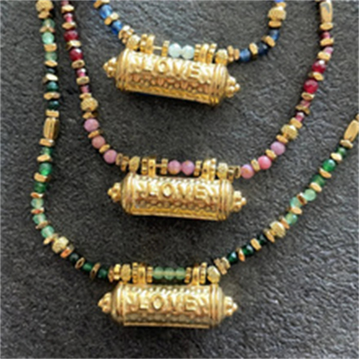 Evil Eye Kaleidoscope Necklace Gold Plated Vintage Pendant