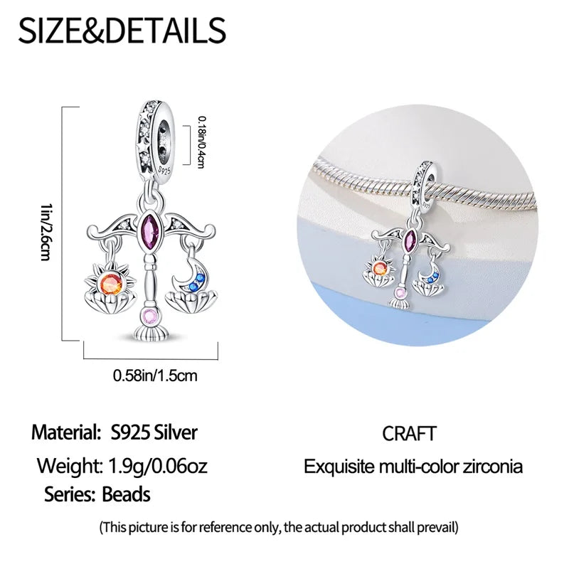 925 Sterling Silver Tarot Collection Pendant, DIY Hourglass Bracelet Charms