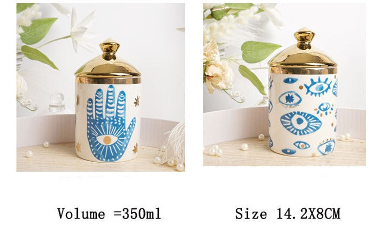 Evil Eye, Hamsa Premium Ceramic Jar | Nazar Kitchen Accessories