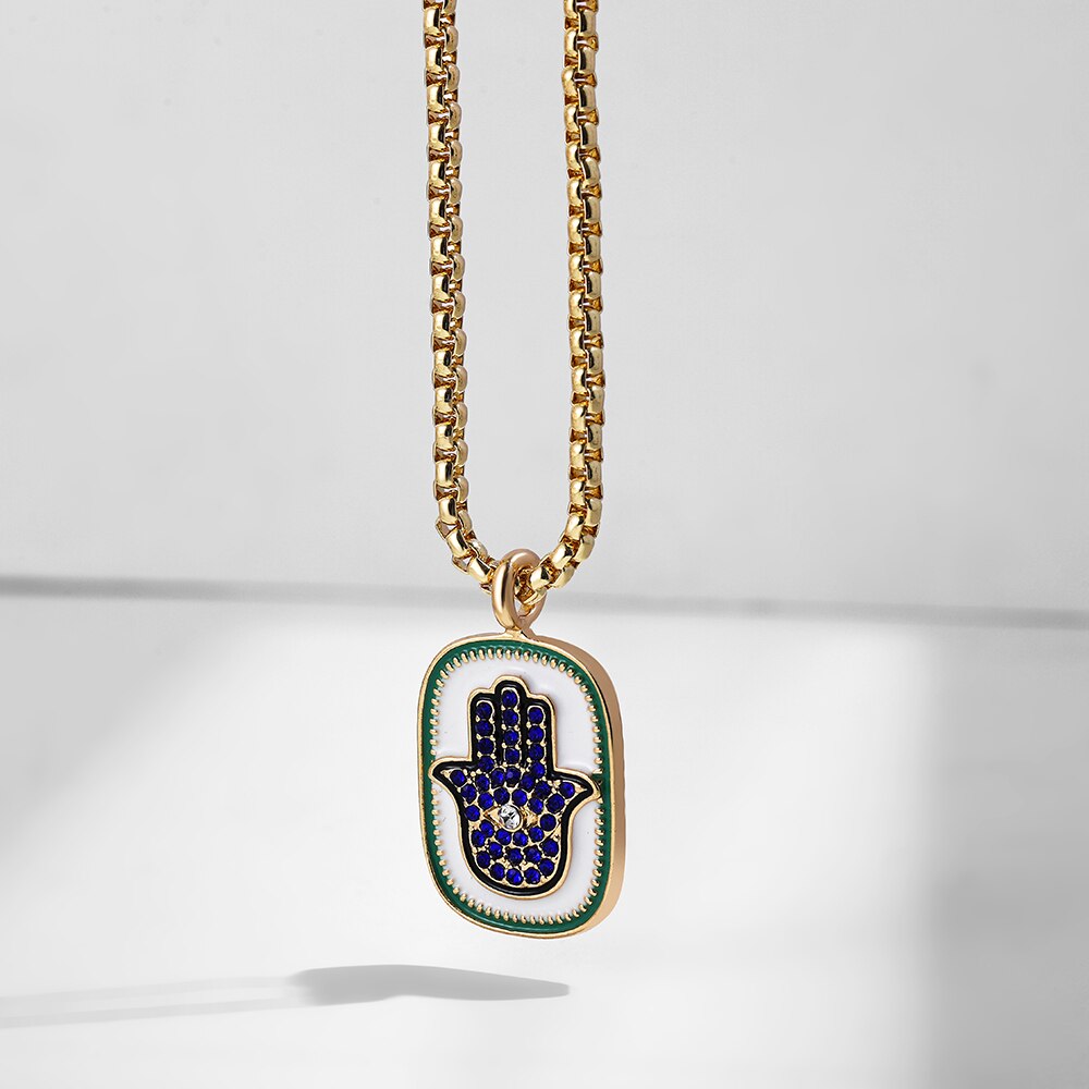 Dainty Evil Eye Hasma Necklace and Colorful Pendant | Zodiac, Horoscope Theme