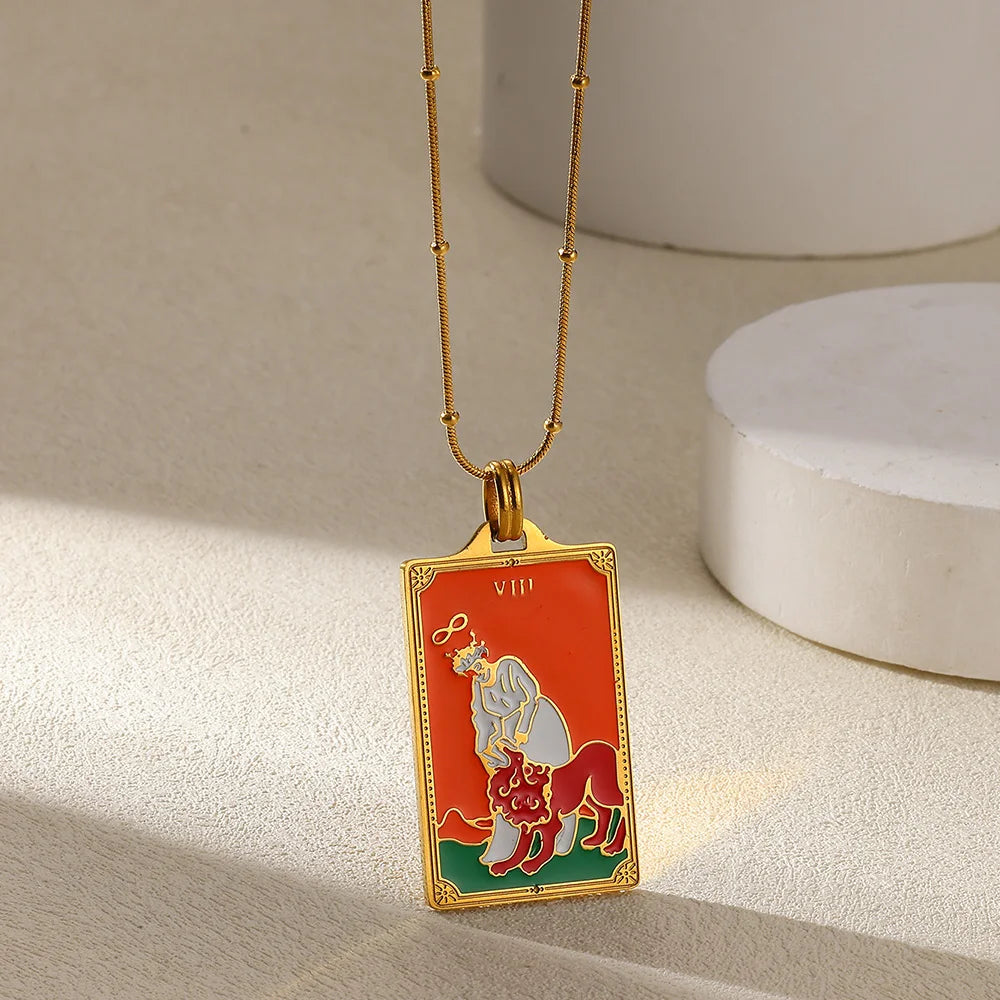 True-Color Gold Tarot Card Necklace, Original Rider-Waite-Smith Design