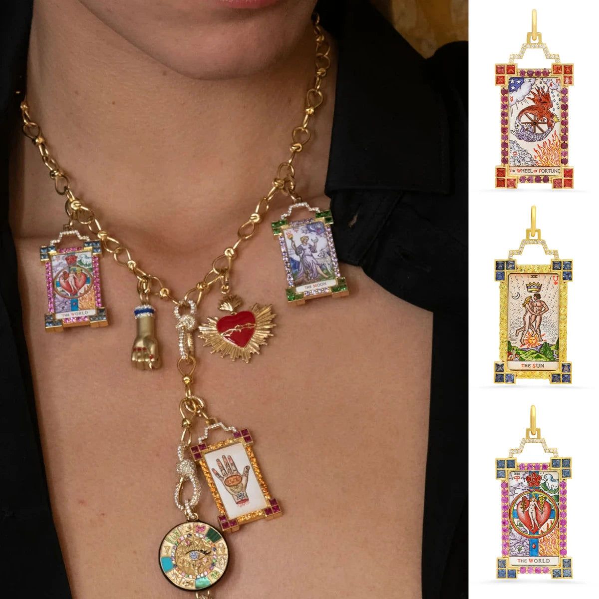 Tarot Card Dainty Gold Necklace, Artistic Charms