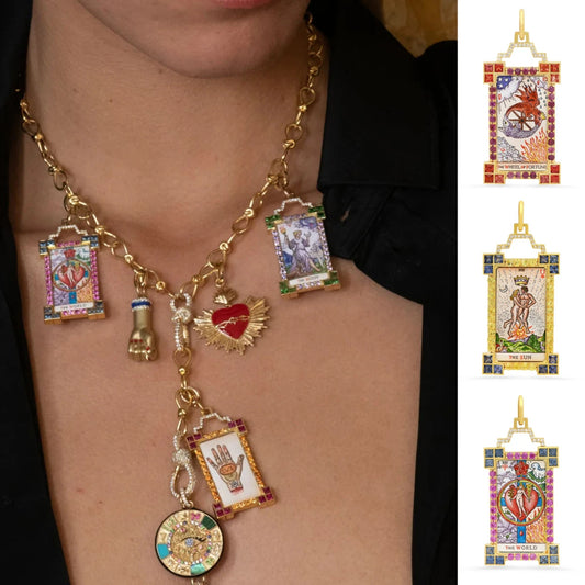 Tarot Card Dainty Gold Necklace, Artistic Charms