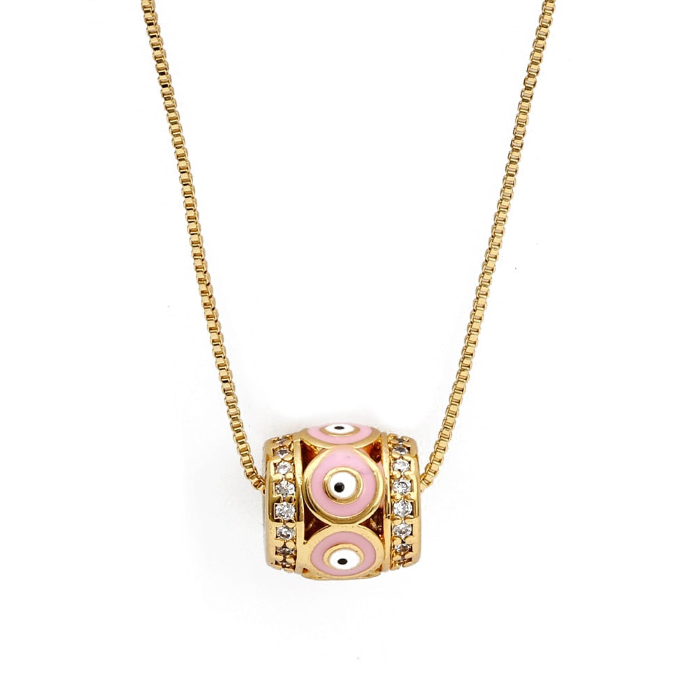 Lucky Evil Eye Colorful Drip Drop Pendant Necklace | Hamsa