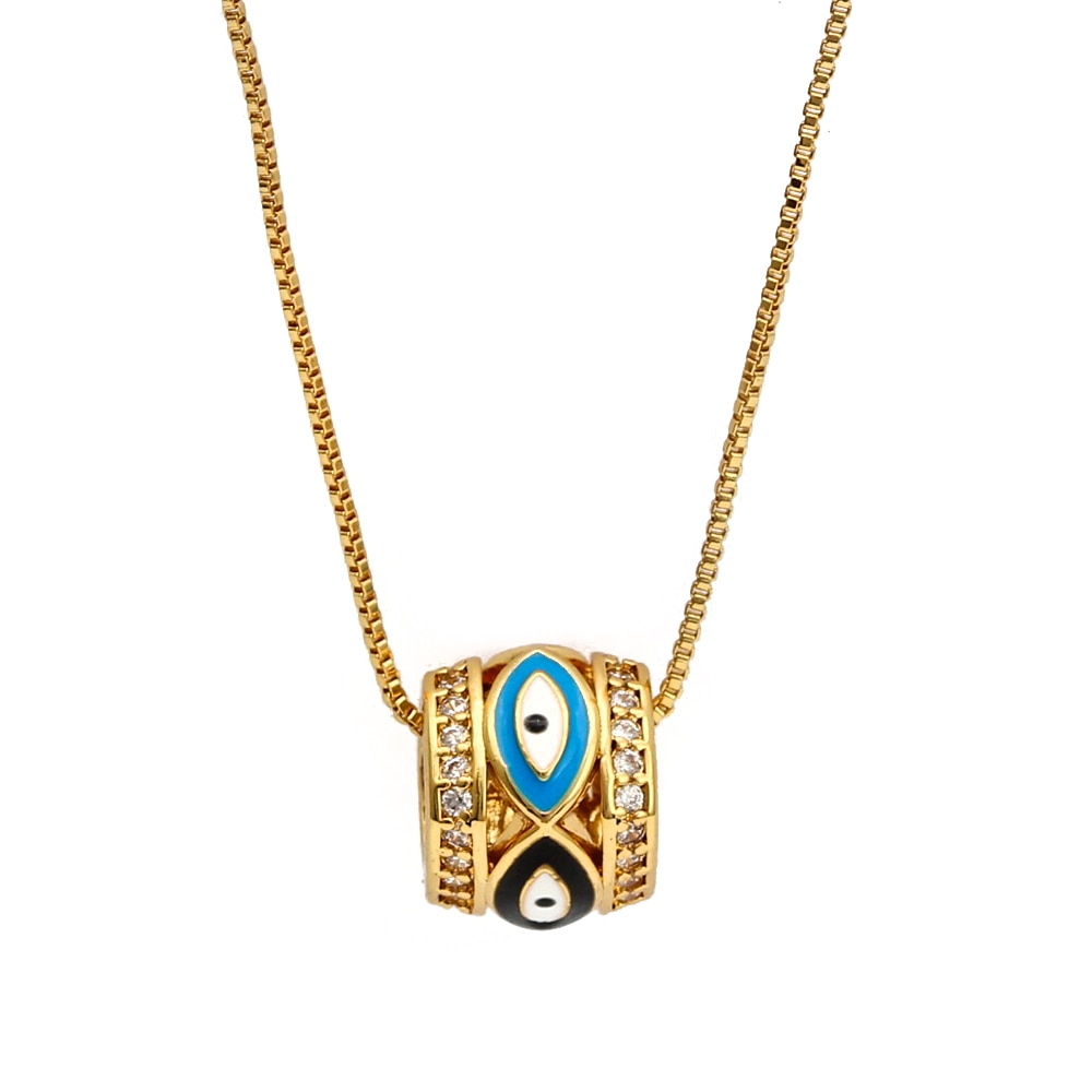 Lucky Evil Eye Colorful Drip Drop Pendant Necklace | Hamsa