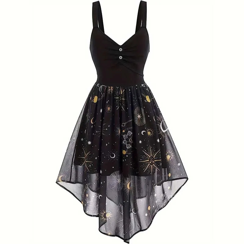 Elegant Celestial Moon - Stars Dress | Astrology, Zodiac Themed Tarot Awakened Elegant Celestial Moon - Stars Dress | Astrology, Zodiac Themed Tarot Awakened