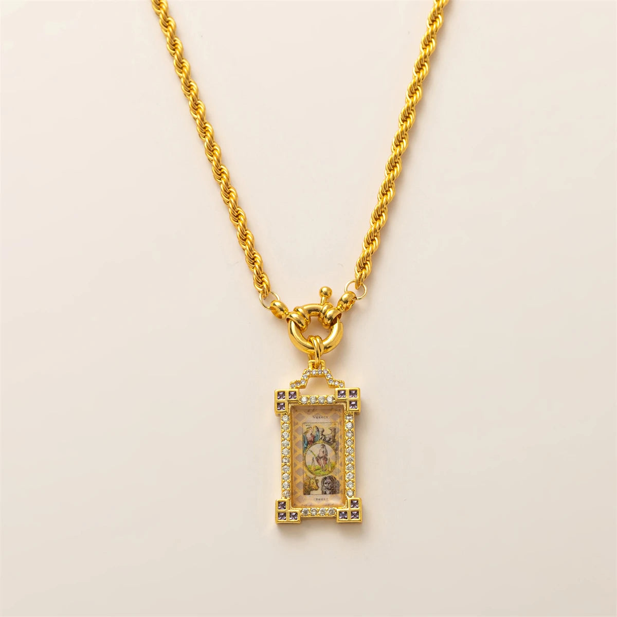 Tarot Card Dainty Gold Necklace, Artistic Charms