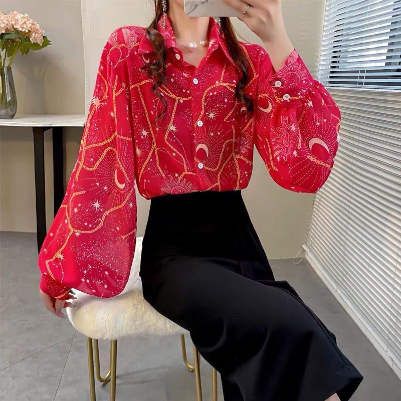 Women's Astrology - Sun / Moon / Stars Shirt - Summer Button Up
