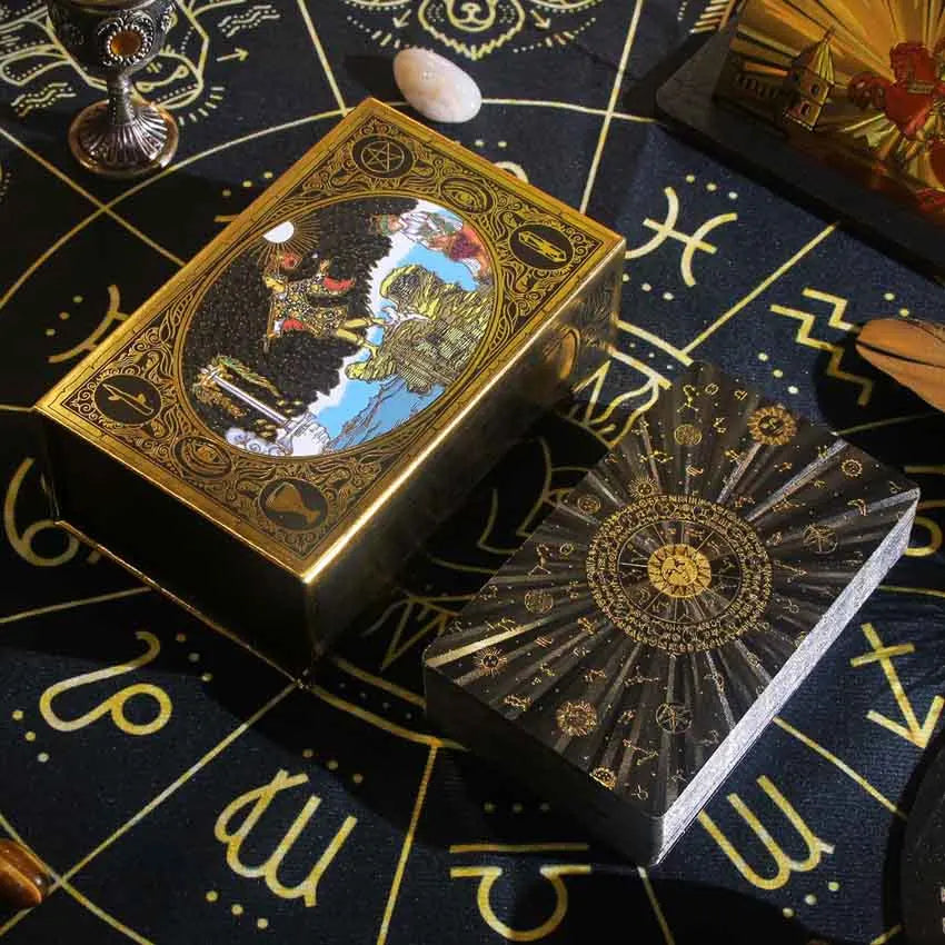 Panorama Gold Foil Tarot Cards, Panoramic Rider-Waite-Smith PVC Deck