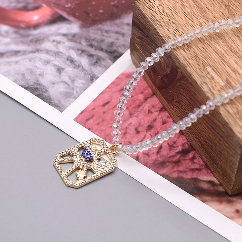 New Evil Eye Pendant Necklace - Glass Beaded Chain