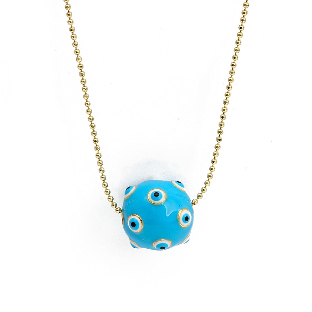 Lucky Evil Eye Colorful Drip Drop Pendant Necklace | Hamsa