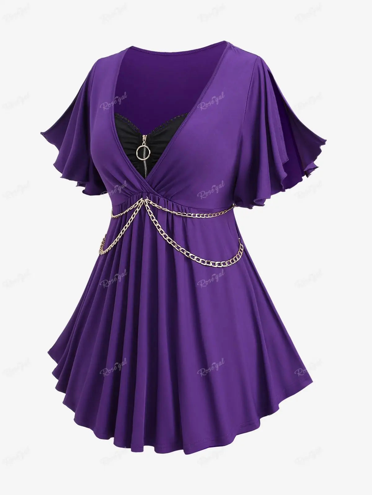 Purple Victoria - Gothic Style Women's Dress, Elegant Lace Dress
