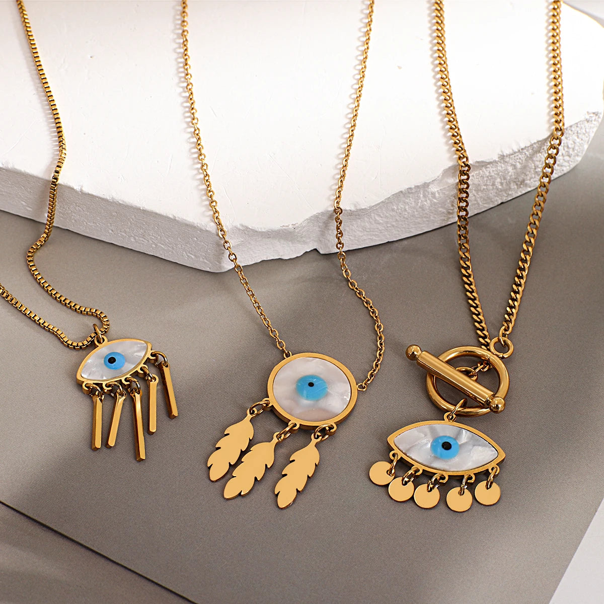 Turkish Evil Eye Stainless Steel Statement Necklace