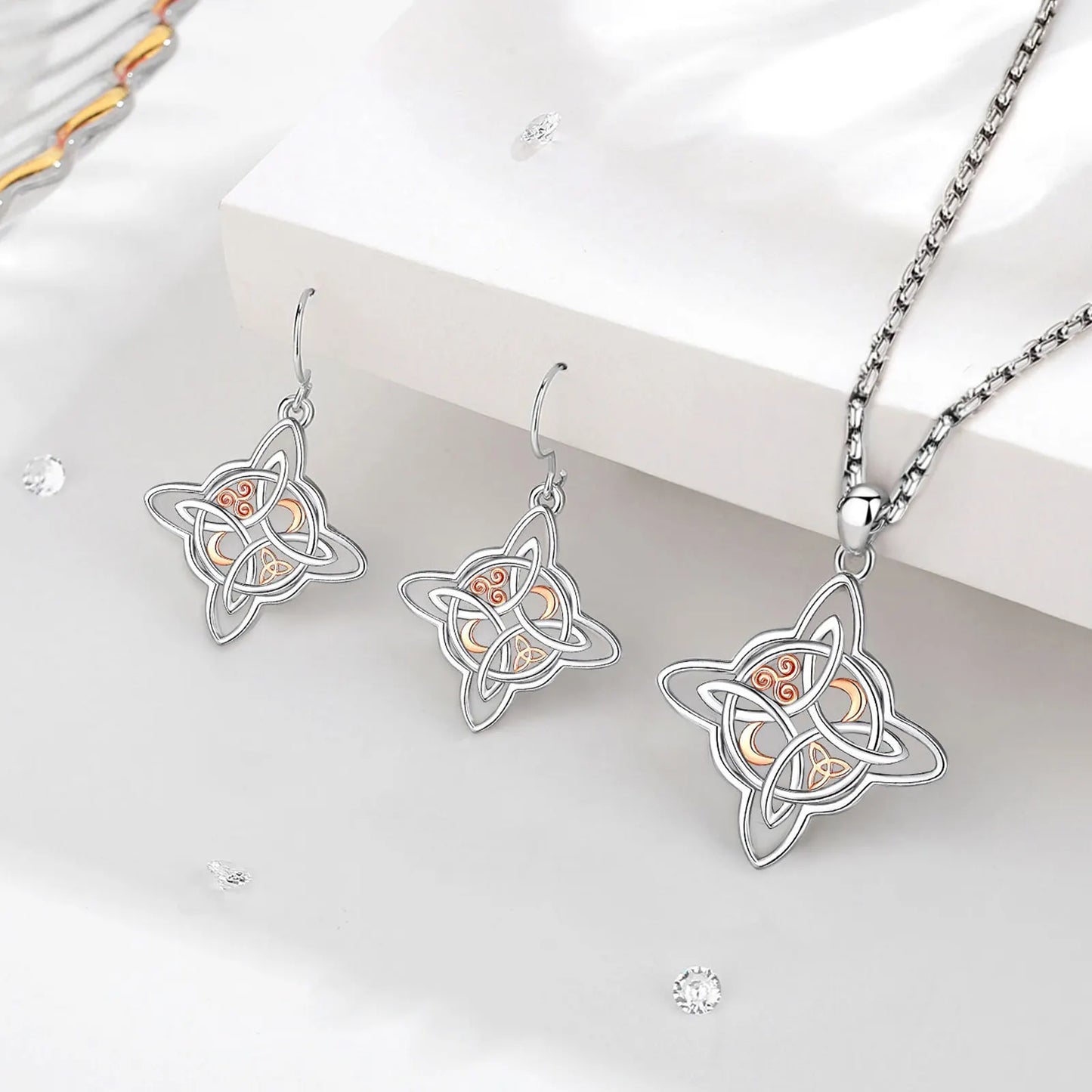 925 Sterling Silver Witches Knot Drop Earrings Witchcraft Celtic Jewelry