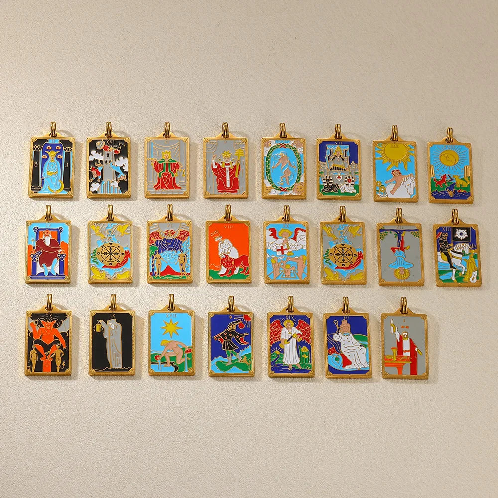 True-Color Gold Tarot Card Necklace, Original Rider-Waite-Smith Design