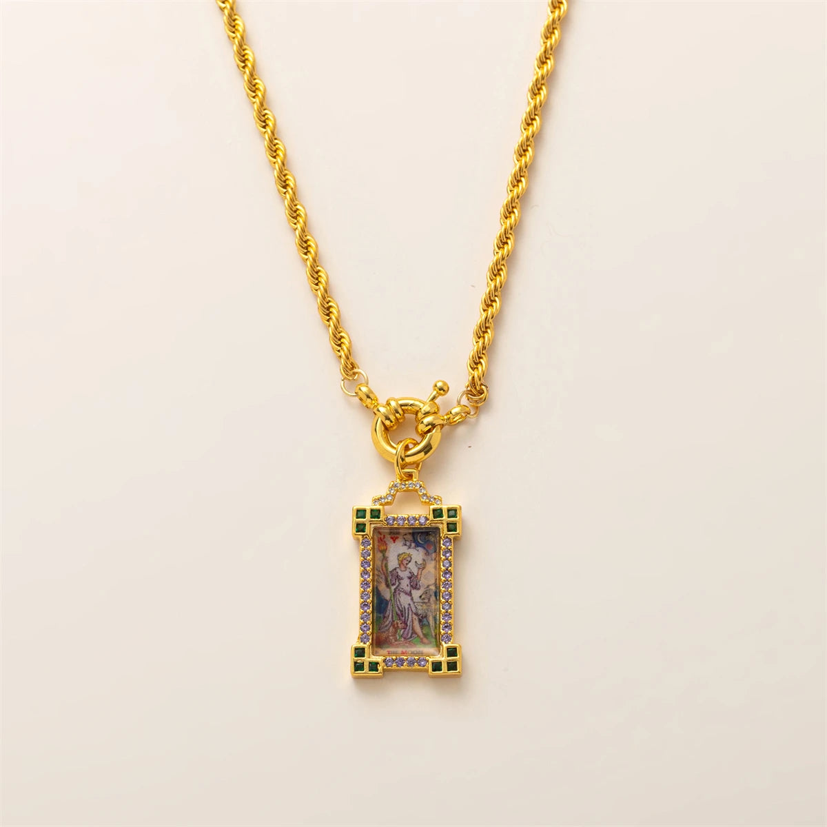 Tarot Card Dainty Gold Necklace, Artistic Charms