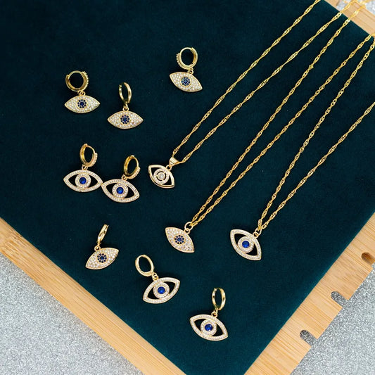 Evil Blue Eye Gold Necklace | Pendant, 316L Stainless Steel