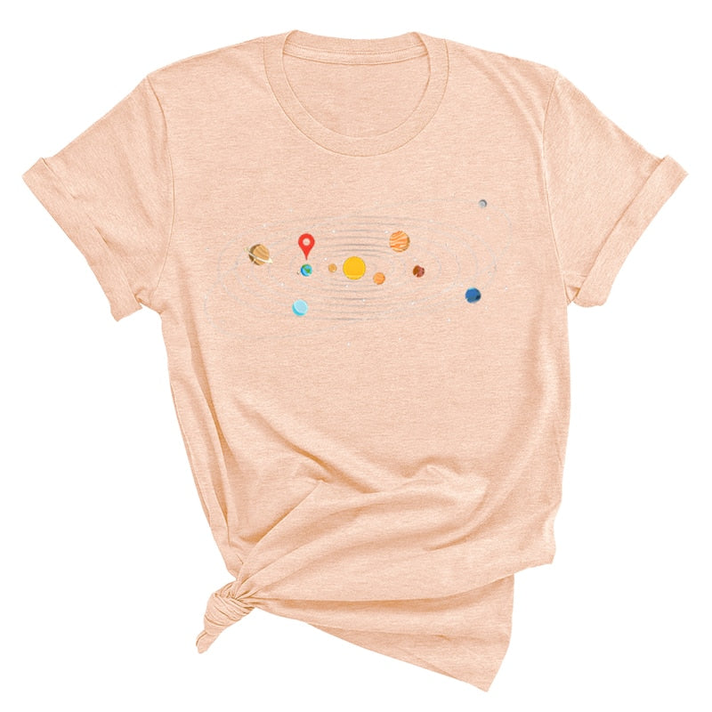 Women's Solar System 'You Are Here' Colorful T-Shirts | Astrology Apparel