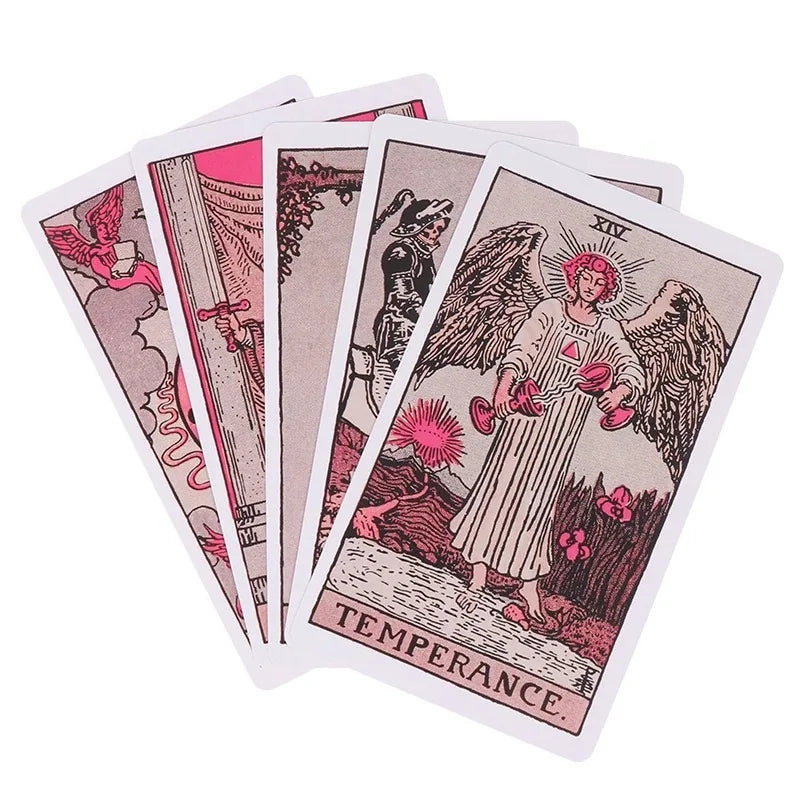 Pink Tarot for Beginners | Elegant 78-Card Rider-Waite-Smith Deck with Guidebook