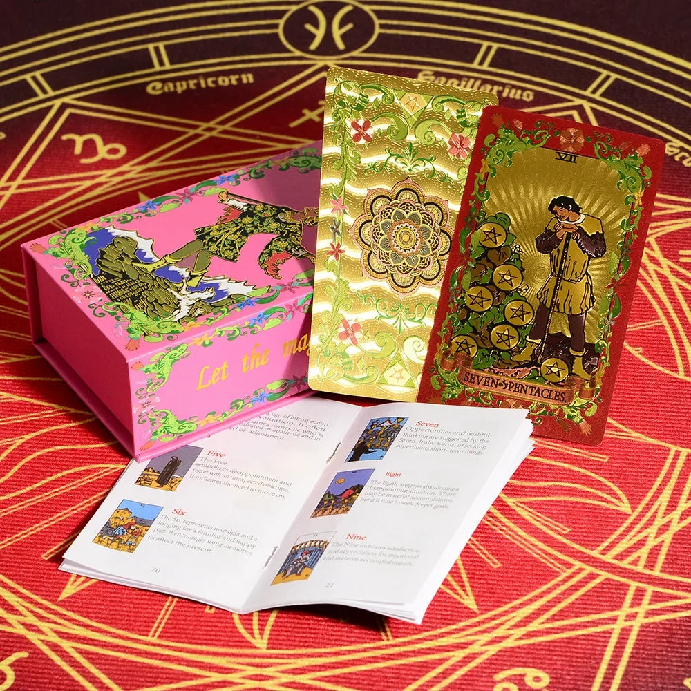 Floral - Starry Mandala (Gold, Black, Pink) Rider-Waite-Smith Tarot Deck