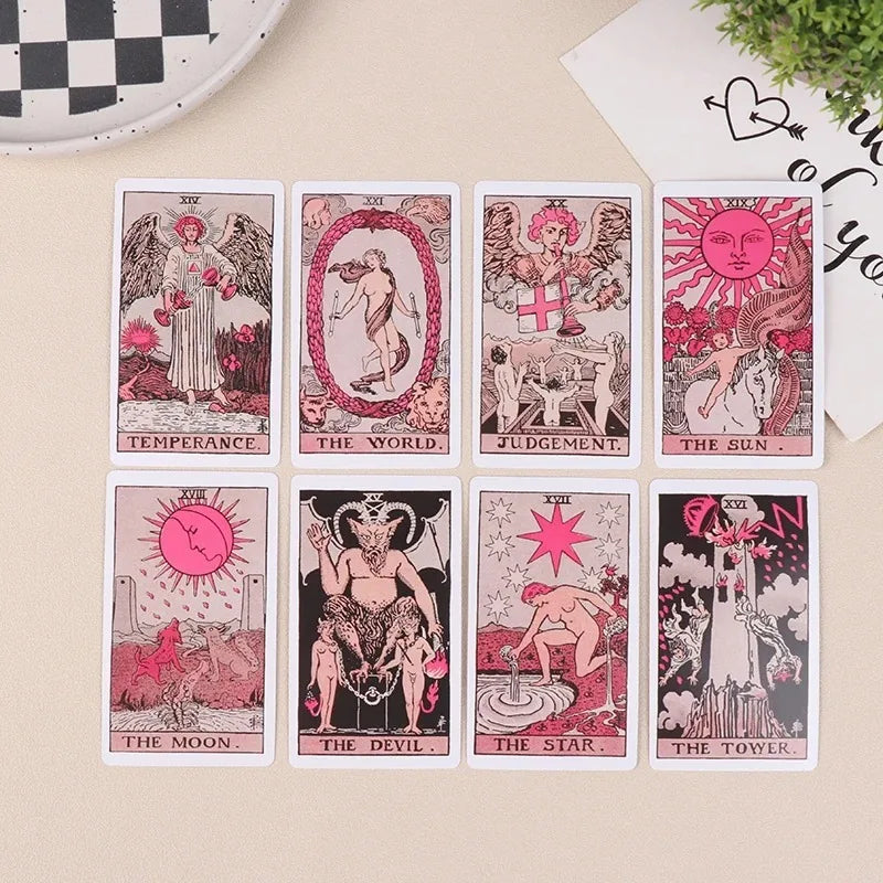 Pink Tarot for Beginners | Elegant 78-Card Rider-Waite-Smith Deck with Guidebook