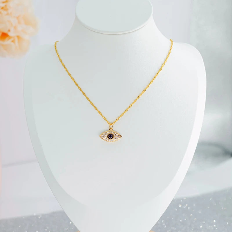 Evil Blue Eye Gold Necklace | Pendant, 316L Stainless Steel