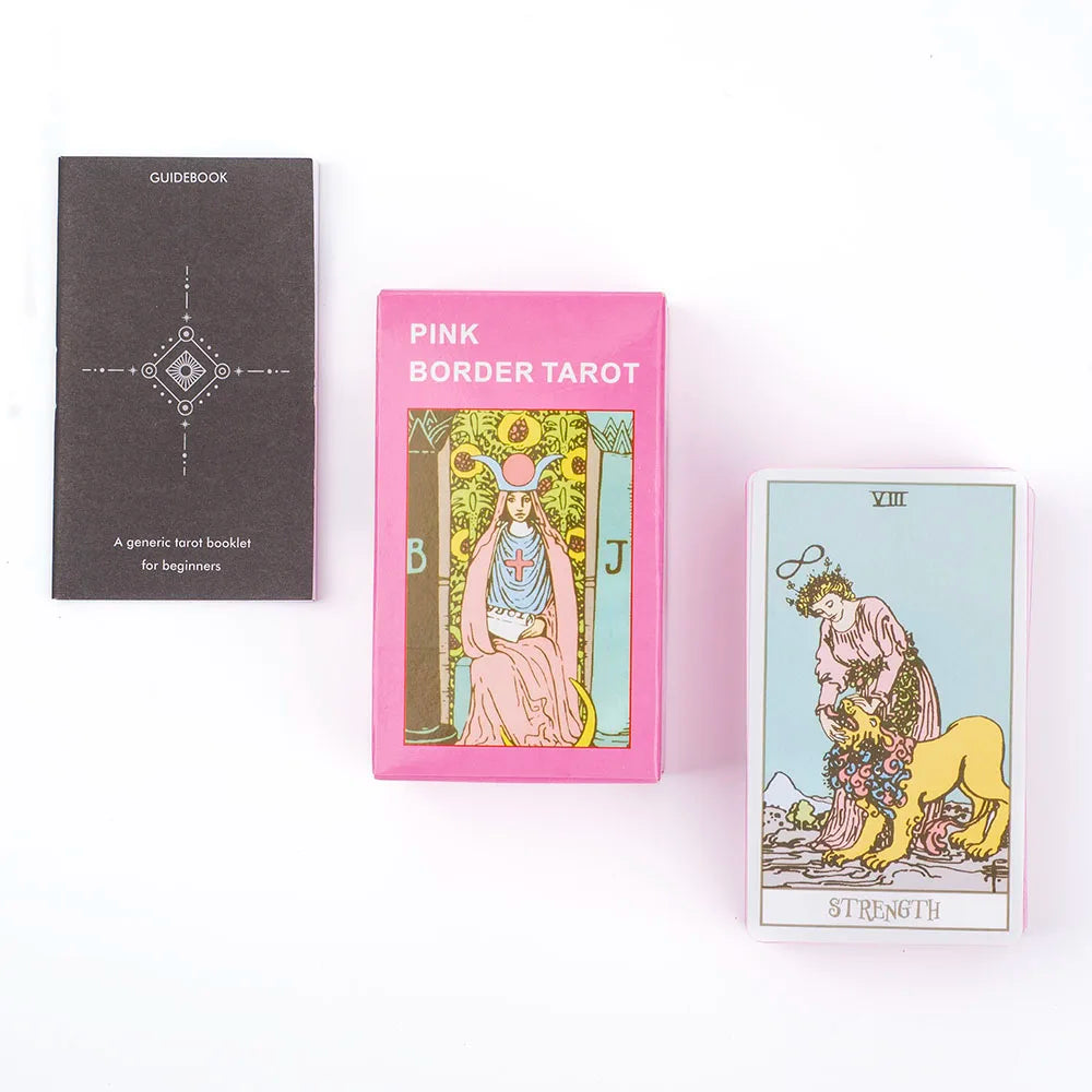 Pink Border Tarot Card Deck with Guidebook - 78 English Rider-Waite-Smith Cards