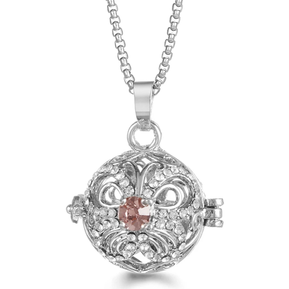Steel Aromatherapy Ball Necklace, Aesthetic Spiritual Jewelry