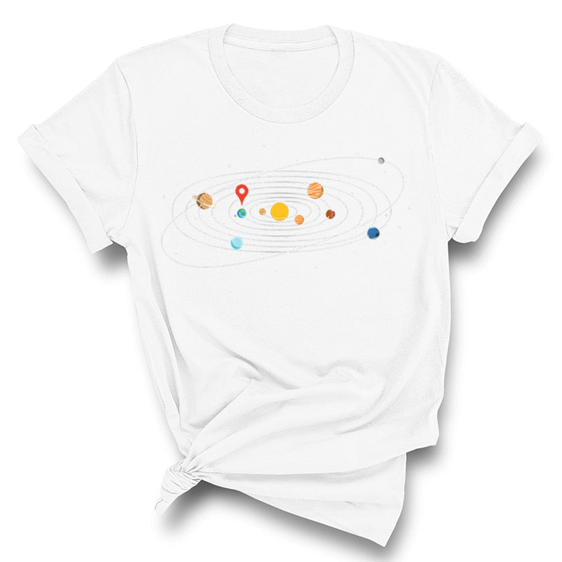 Women's Solar System 'You Are Here' Colorful T-Shirts | Astrology Apparel