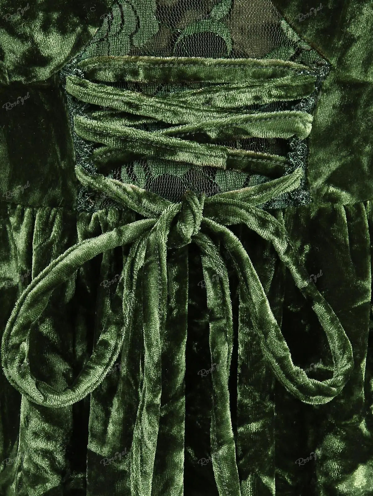 Spiritual Forest, Green Rose Dress Long Sleeve Frill - Ruffles Apparel