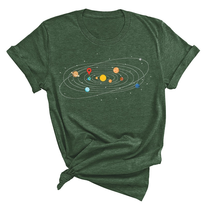 Women's Solar System 'You Are Here' Colorful T-Shirts | Astrology Apparel