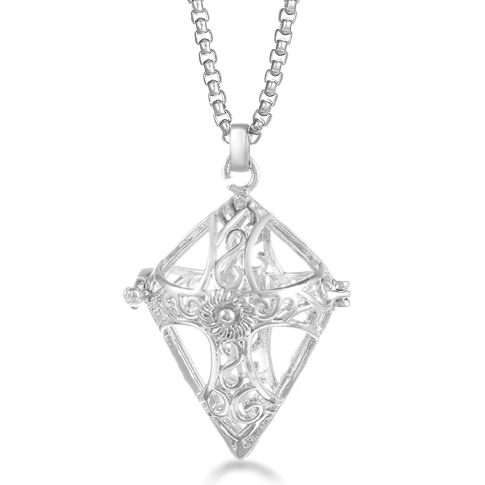 Steel Aromatherapy Ball Necklace, Aesthetic Spiritual Jewelry
