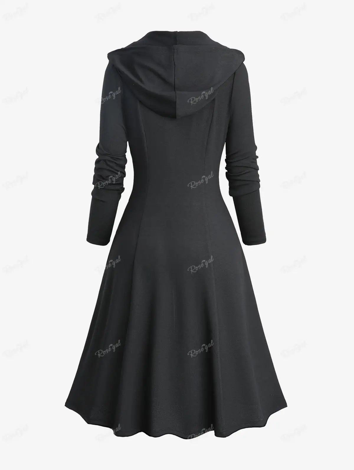 Gothic - Punk Women's Trench Coat, Black Emo, Wicca, Cosplay Apparel