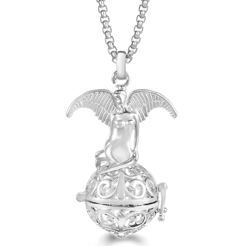 Steel Aromatherapy Ball Necklace, Aesthetic Spiritual Jewelry