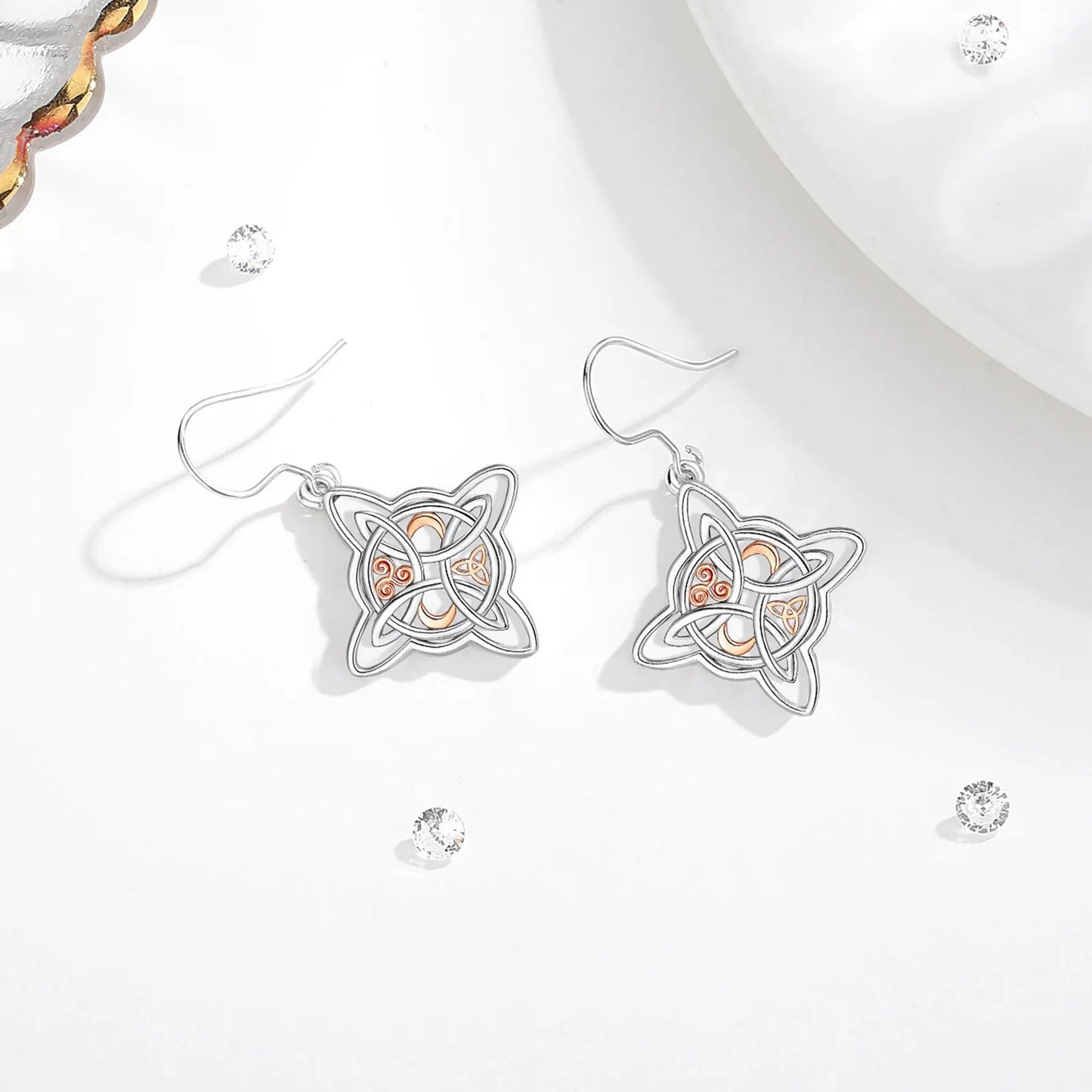 925 Sterling Silver Witches Knot Drop Earrings Witchcraft Celtic Jewelry