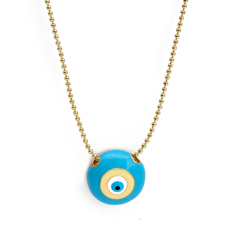 Lucky Evil Eye Colorful Drip Drop Pendant Necklace | Hamsa