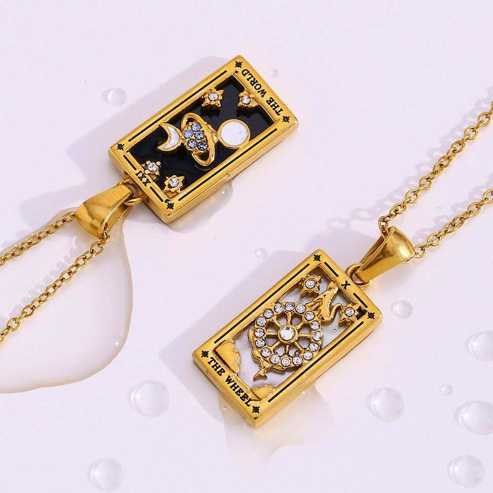 18k Gold Plated Dainty Tarot Card Necklace | Silver / Gold Jewelry