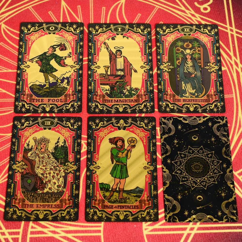 Floral - Starry Mandala (Gold, Black, Pink) Rider-Waite-Smith Tarot Deck
