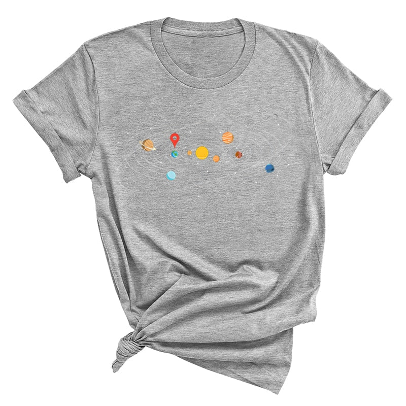 Women's Solar System 'You Are Here' Colorful T-Shirts | Astrology Apparel
